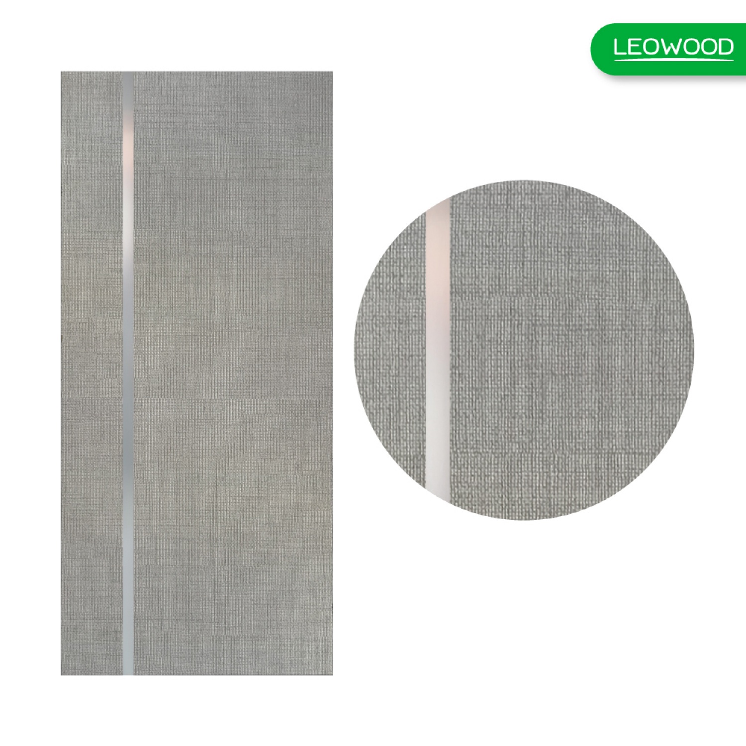 LEOWOOD ประตู iDoor Premium Metal Line เส้นกลาง/สีเงิน 1 เส้น สี Platinum Grey ขนาด 90x200ซม.